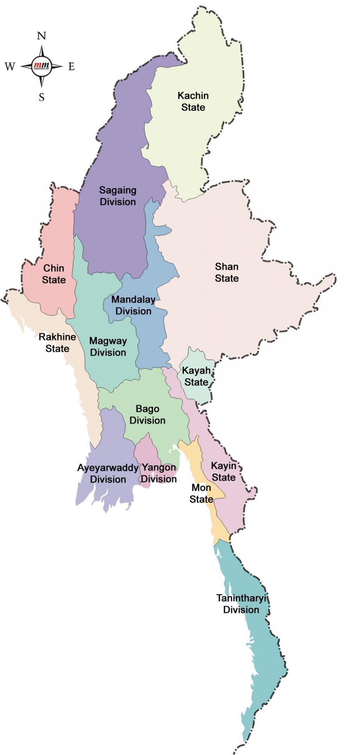 Myanmar peta dan serikat