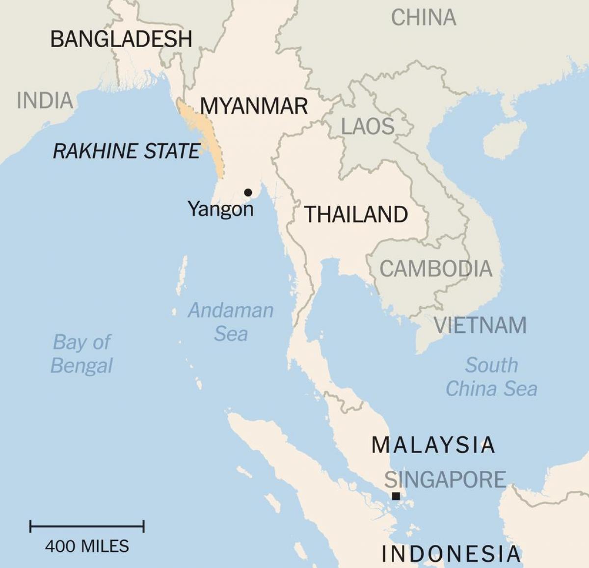 negara bagian rakhine Myanmar peta