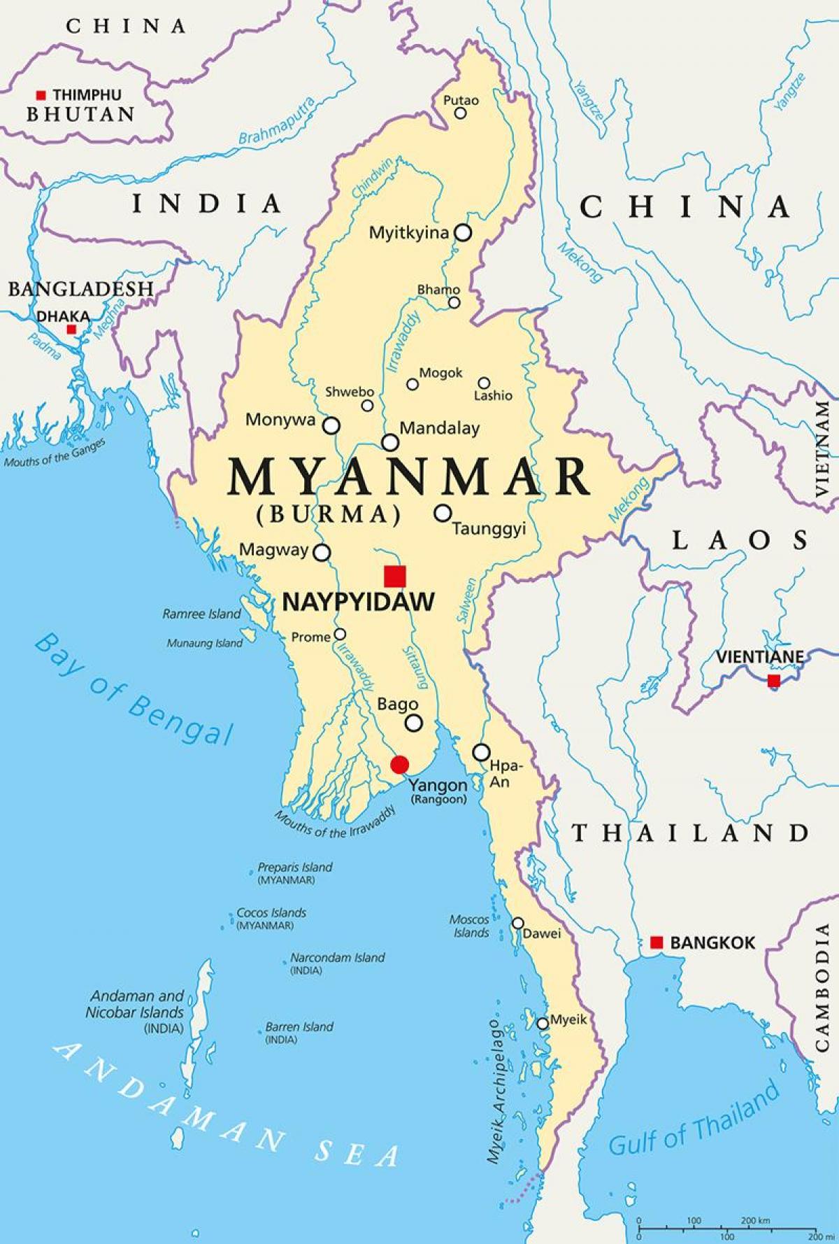 Myanmar negara peta
